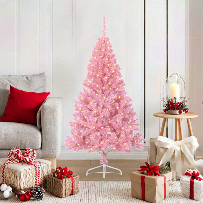  Artificial Pre-lit Christmas Tree PVC, Black, 180 cm, without Baubles
