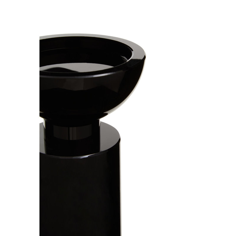 Glass Tabletop Tealight Holder, Black, 21cm H x 10cm W x 10cm D