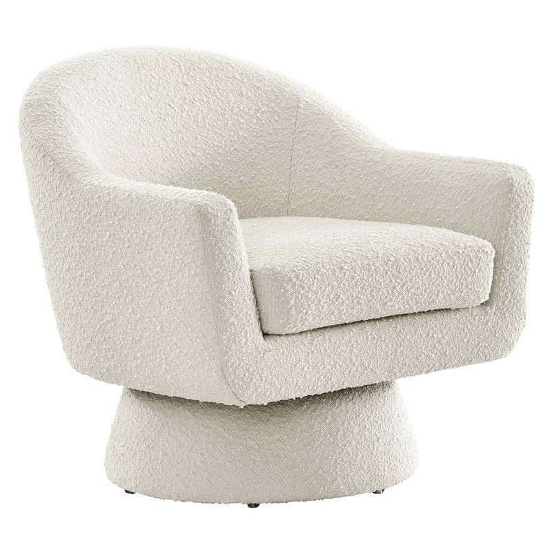 Modway Astral Boucle Fabric Swivel Chair, Ivory Polyester Blend