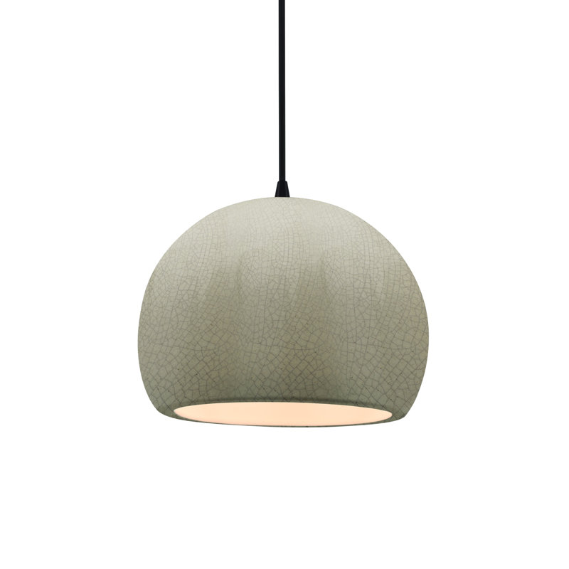 Luminaire suspendu à 1 lumière Aschwin, H 6 po x l 7 po x P 7 po, Craquelure vert céladon, Noir mat