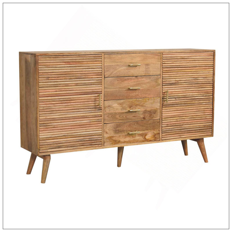 Grande commode nordique à barre en T en bois massif Soba