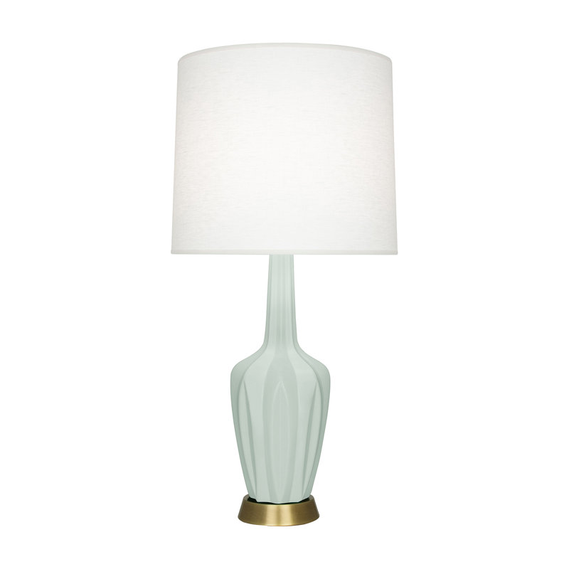 Petite lampe d'appoint Emma, H 30 po x l 6,25 po x P 15 po, Céramique / métal, Céladon mat glacé