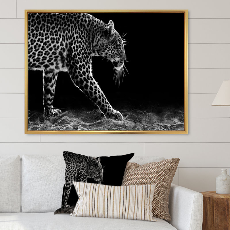 Leopard In Black And White " Leopard in Black and White " Color Photography Painting, 8" H x 12" W x 1" D