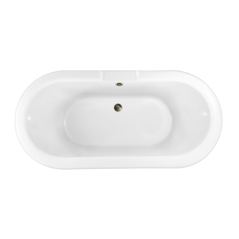 Baignoire de trempage sur pieds 59 po., Nickel brossé, Nickel brossé
