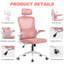 Tunney Ergonomic Height-Adjustable Mesh Office Chair with Headrest-696389718