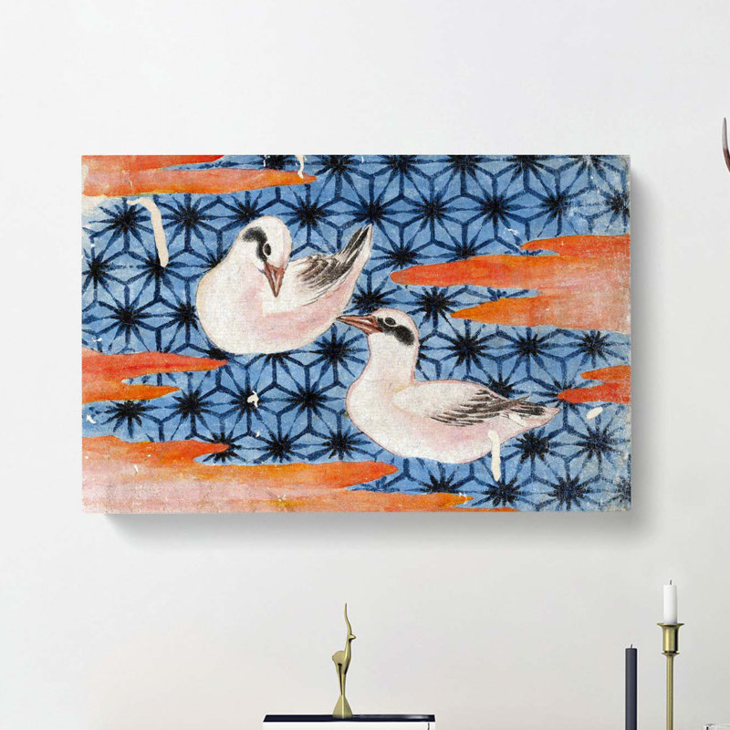 Two Seagulls by Katsushika Hokusai - Wrapped Canvas Painting, 50cm H x 76cm W x 3cm D