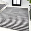 Tapis intérieur / extérieur noir / ivoire à rayures décalées Perrigo-286910312