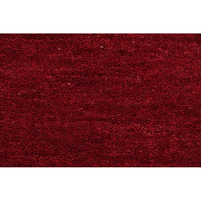Handwoven Wool Gabbeh Uni Red Rug, Round 150cm