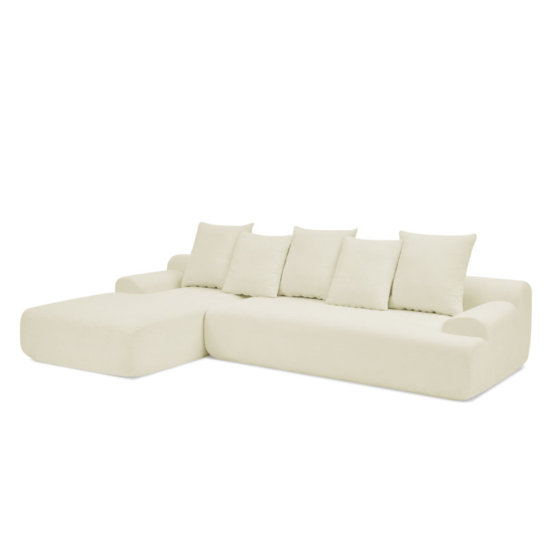 Modern Upholstered L-Shape Sectional Sofa, Beige