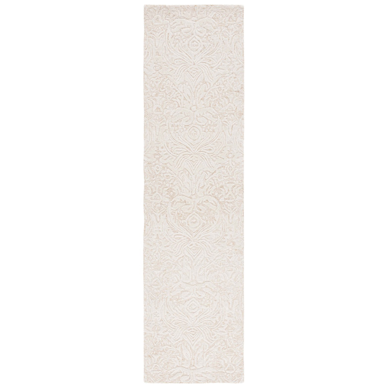 Dunlow Hand Tufted Wool And Cotton With Latex Damask Rug, Runner 2'3" x 9'