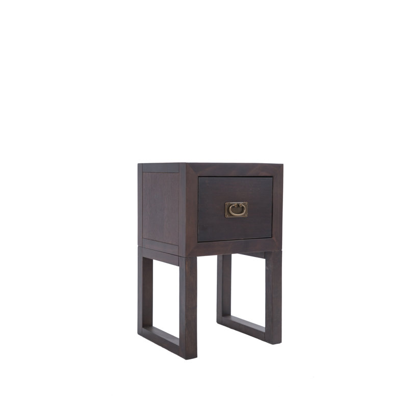 Solid Wood End Table, Dark Brown