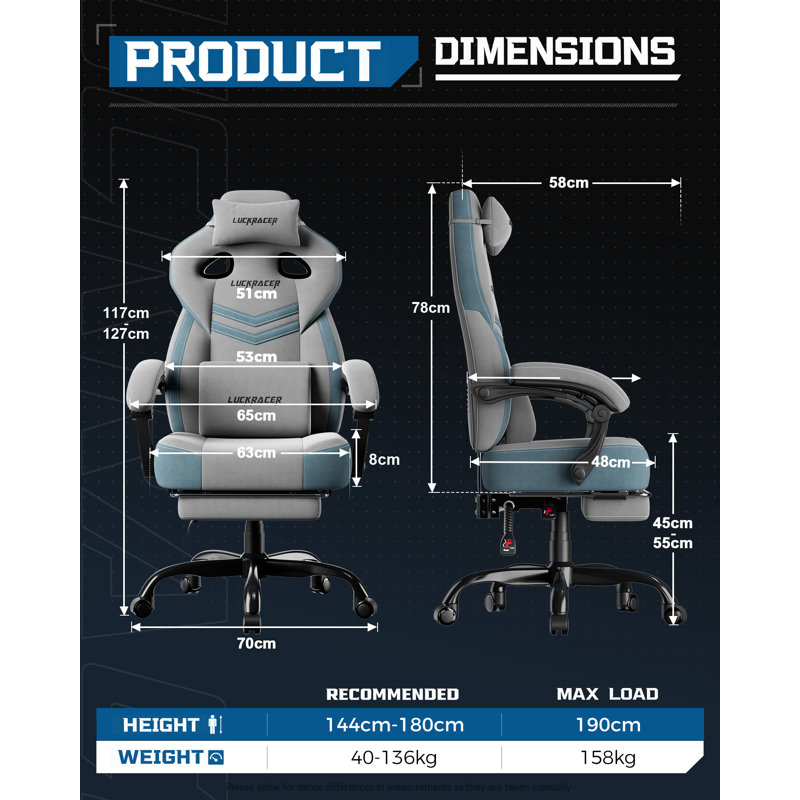 LUCKRACER Game Chair, Grey