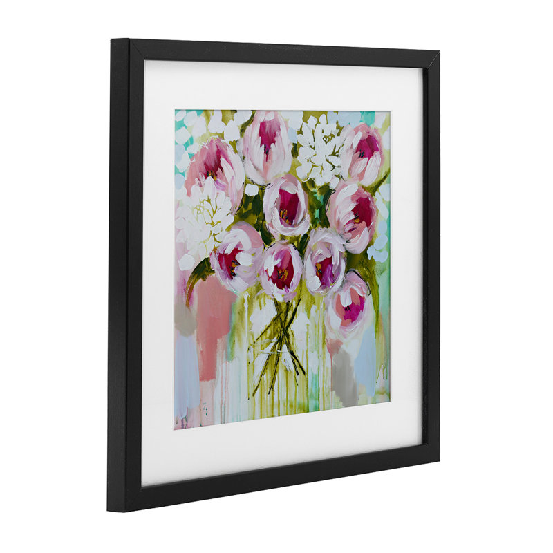«Abstract Peony Cluster», reproduction sous verre encadrée, conception par Amanda Brooks, H 13 po x l 13 po