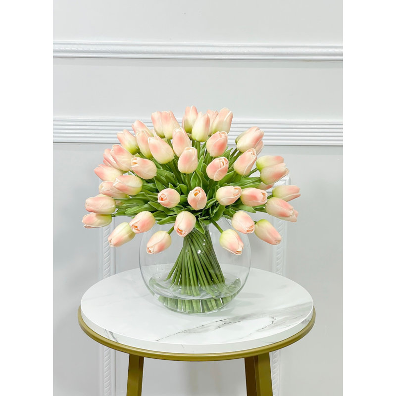 Très grand arrangement tulipe rose pêche 60