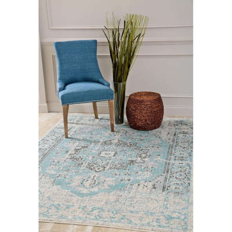Tapis décoratif bleu oriental leroy, Rectangle 5 pi x 7 pi