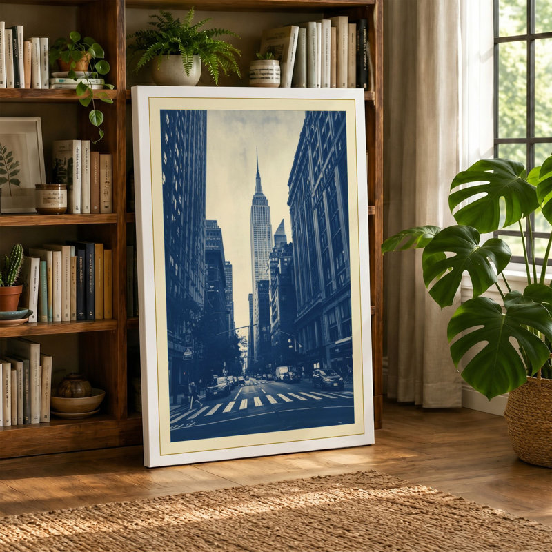 Chrysler Building Street Art Deco - Wrapped Canvas, 30x20 - 76.2 x 50.8 cm, Terracotta Border