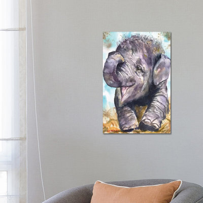 Happy Elephant by George Dyachenko - Wrapped Canvas Print