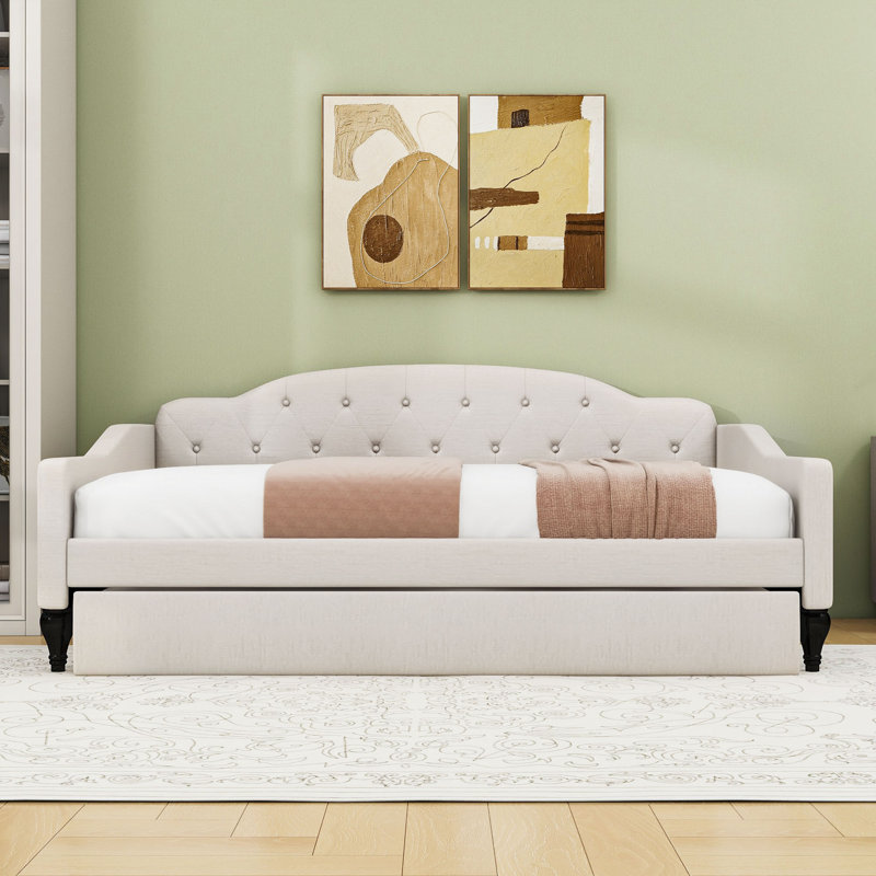 Full Upholstered Tufted Daybed with Twin Trundle