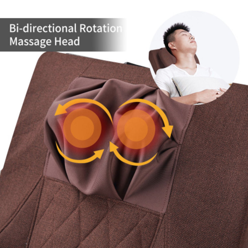 Fonction de massage complet - Pression d'air - Fauteuil à bascule confortable, fauteuil de détente avec coussin en coton brun