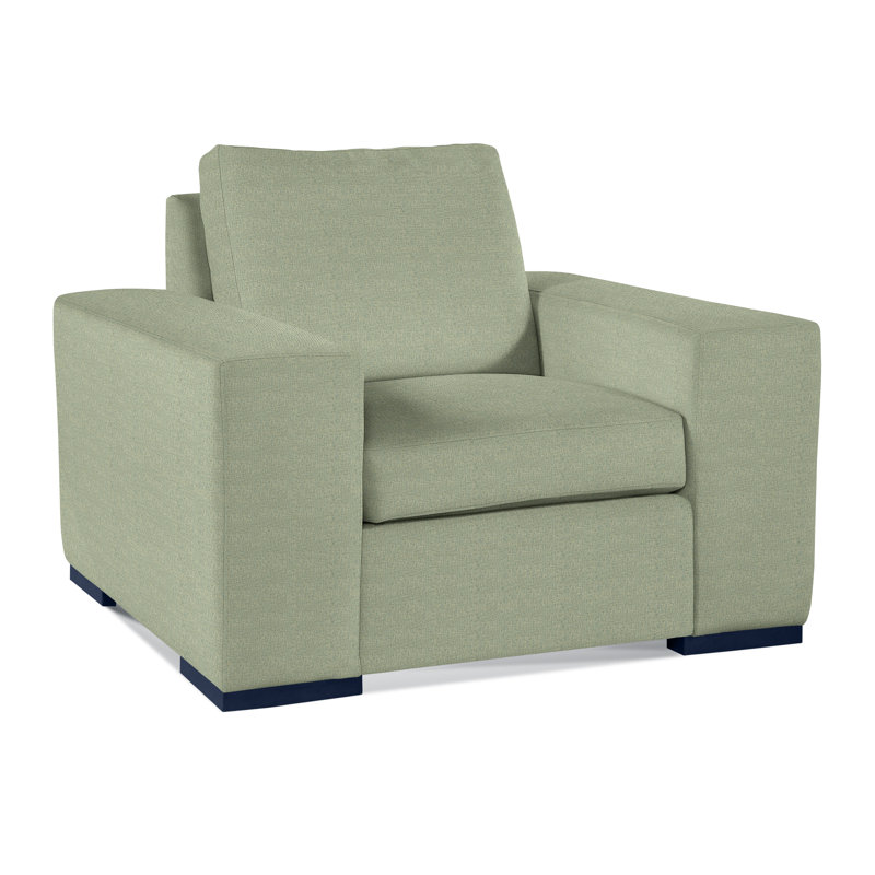 Memphis Armchair, Green Performance Fabric; 0851-54, Havana