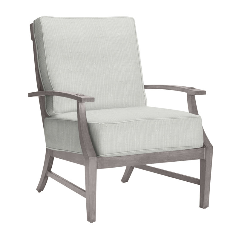 Croquet Patio Chair with Cushions, Welt, Oyster, Verona Silver Sunbrella®