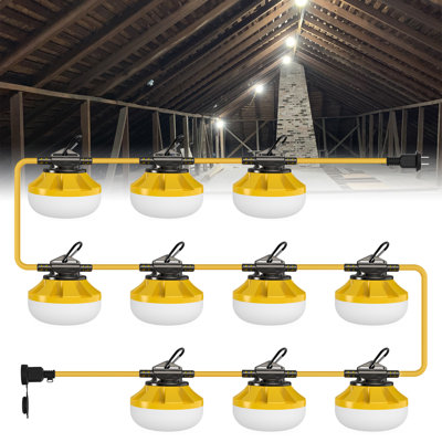 Guirlande de 50 lumières DEL jaunes, lumières de travail 5000K super lumineuses, connectables, durables et portables