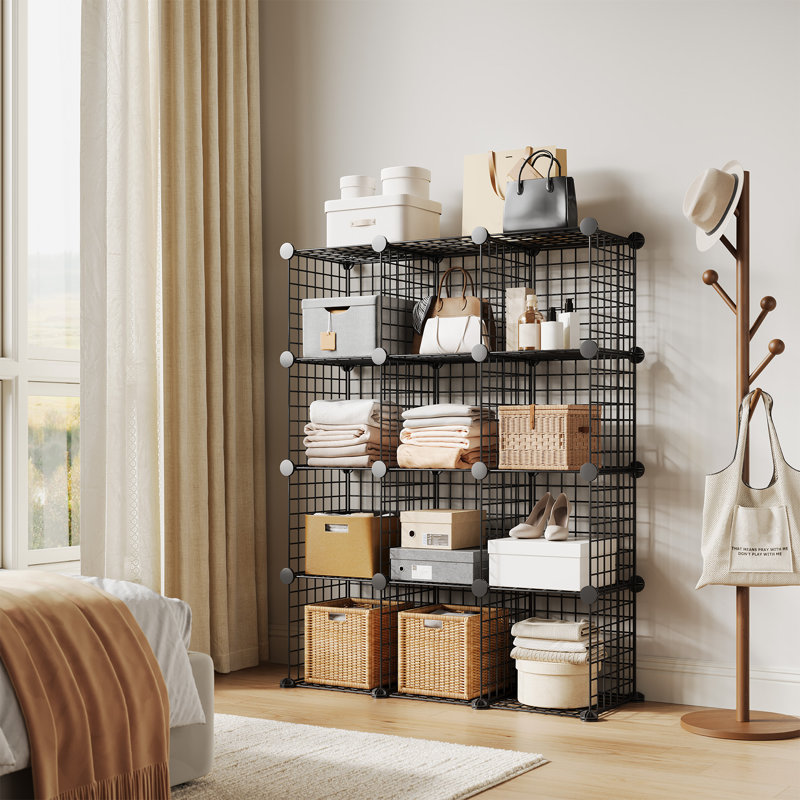 95cm W Metal Shelving Unit, Black