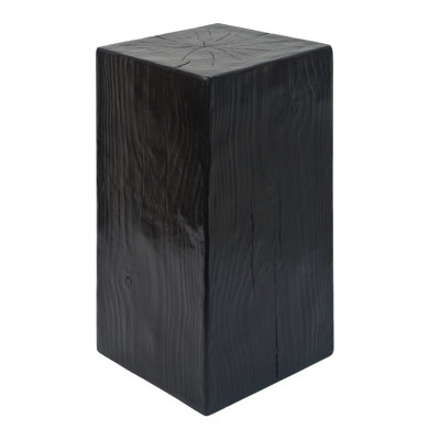 Table de bout carrée aspect bois MGO, H 27,75 po, finition vieillie, intérieur extérieur, noir | Idée cadeau