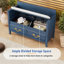 Banc de rangement de style rétro avec dessus à ressort et amplement divisé, parfait pour les vestibules et les espaces de vie-2122524460