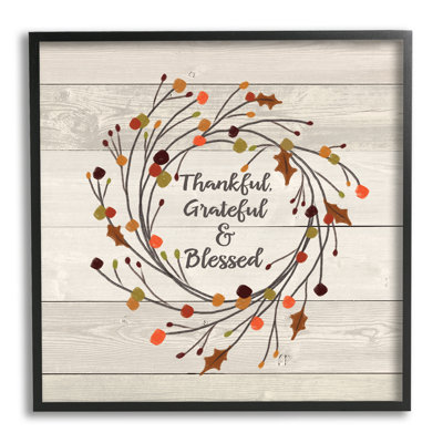 «Thankful Grateful and Blessed Sentiment Autumn Thistle Branches» par Jo Moulton - impression