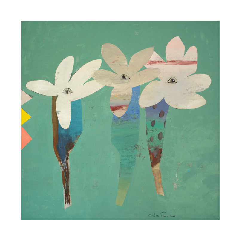 Toile tendue - Glib Franko «The Three Flowers 2», art mural pour salon, chambre à coucher ou bureau - 14 x 14