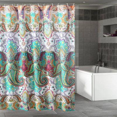 Polyester Microfiber Paisley Shower Curtain