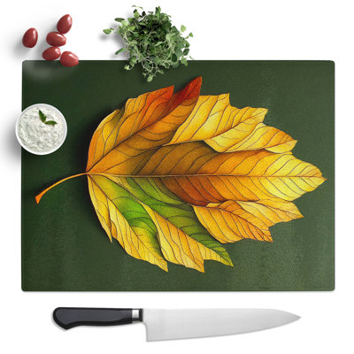 Autumn Leaf No.2  Glass Chopping Board