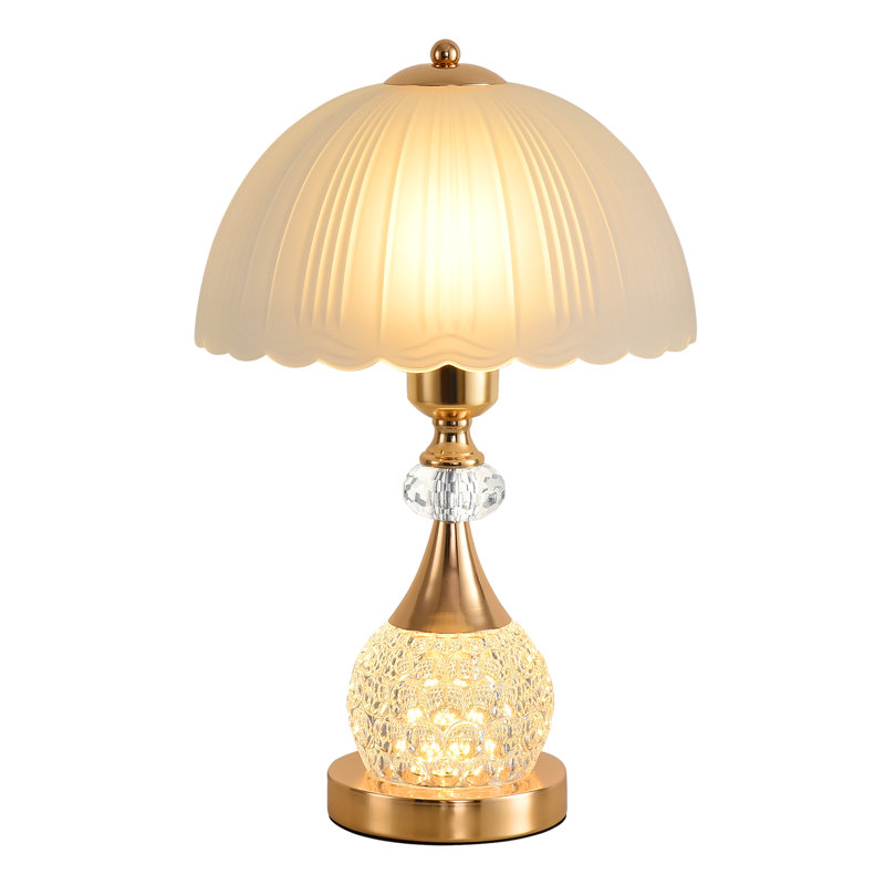 Bedside Table Lamp Petal Light Luxury Crystal Push Button Switch Bedroom Living Room Den Control Dimming Warm Atmosphere Decoration Desk Lamp