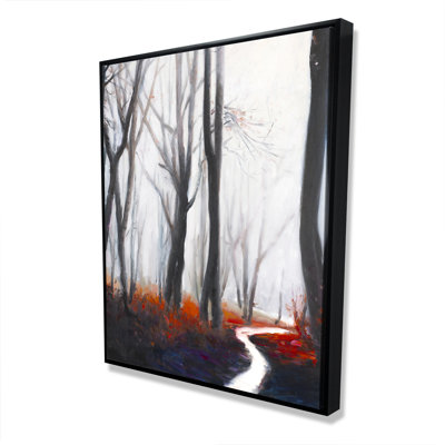 Mysterious Forest with Stream - Framed Canvas Home Decor