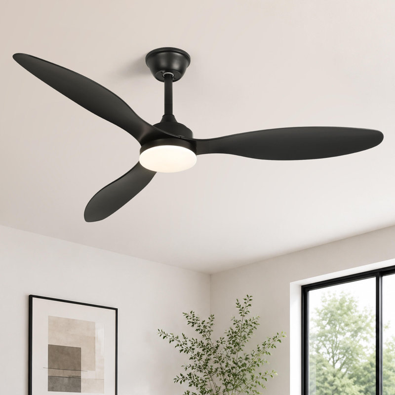 Ventilateur de plafond d'intérieur de 52 po avec ensemble d'éclairage à intensité variable Karlena, télécommande, 3 couleurs DEL, 6 vitesses, moteur à courant continu silencieux réversible, minuterie, mémoire et tiges incluses (ensemble de 2)