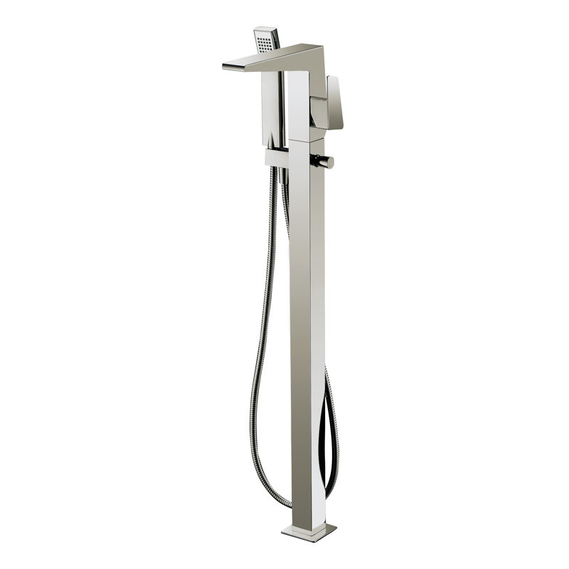 1 Handle Floor Tub Filler with Diverter, Brushed Nickel