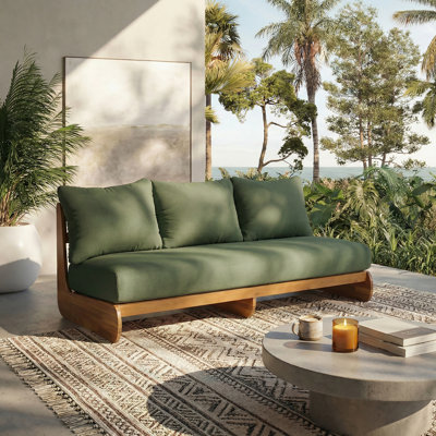 Judd Patio Acacia Wood 3-Seater Sofa With Cushions
