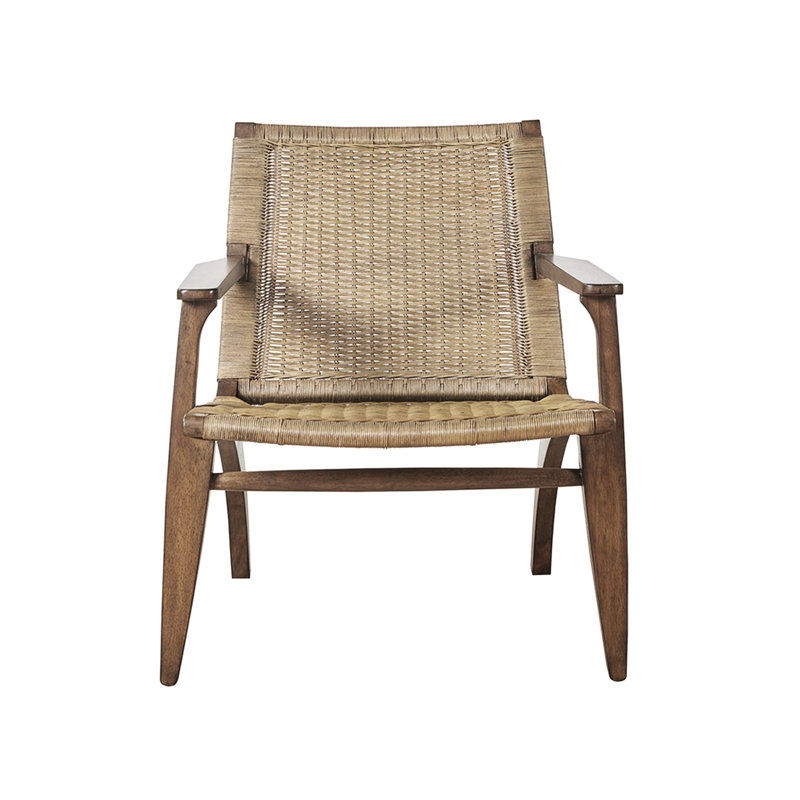 Accent Chair, Solid Wood Construction, Fully Put Together, No Cushions, Recessed Arms, Natural Frame And Seat Chair With , Assembled, Cushion-, Back