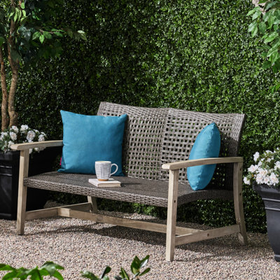 Métal gris et bois gris pour le patio, siège durable, structure avec sièges de patio en fer, structure robuste et décorations,
