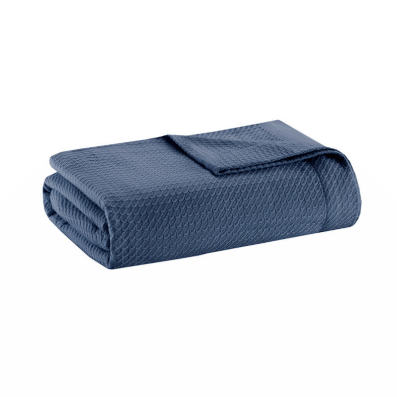Couverture en coton de qualité égyptienne, L 90 po x L 90 po, Bleu