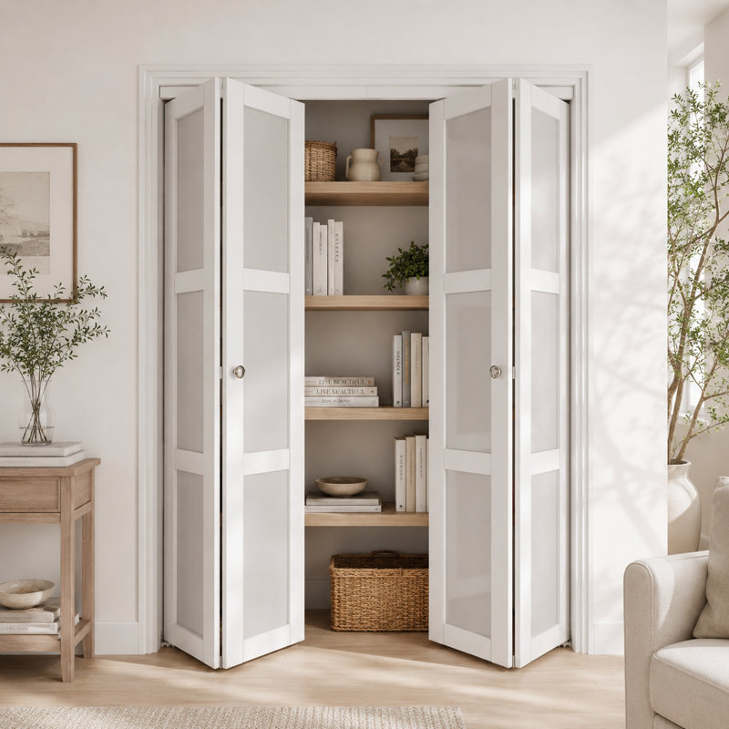 Portes pliantes en verre givré à 3 volets de 48 po x 80 po avec trousse de quincaillerie d'installation pour porte d'une hauteur de 80 po