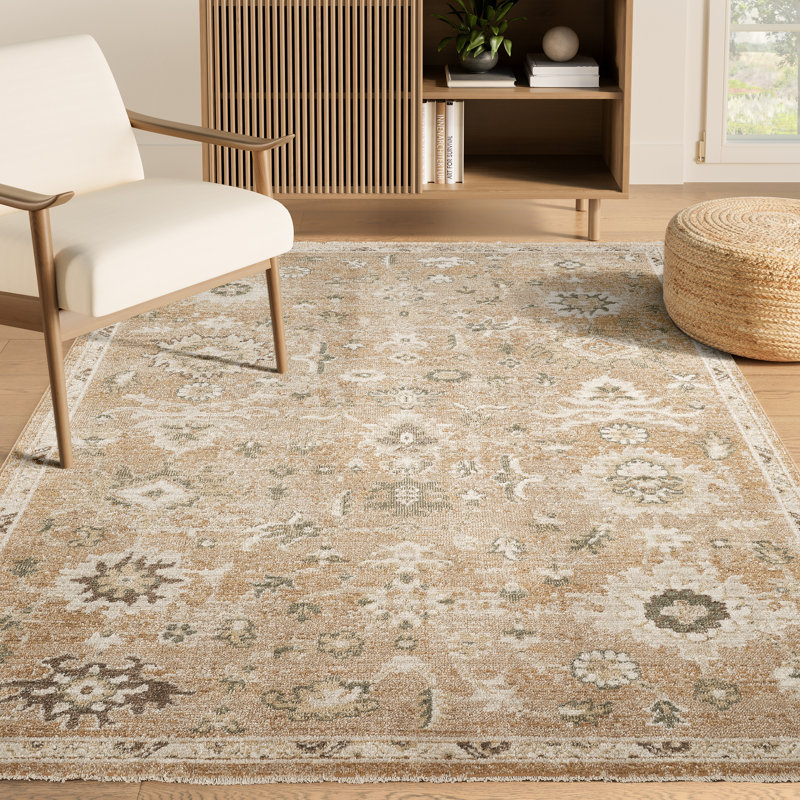 Abani Rugs EVE120A Evelyn Traditional Vintage Terracotta Rust Ivory Area Rug, Rectangle 5'3" x 7'9"