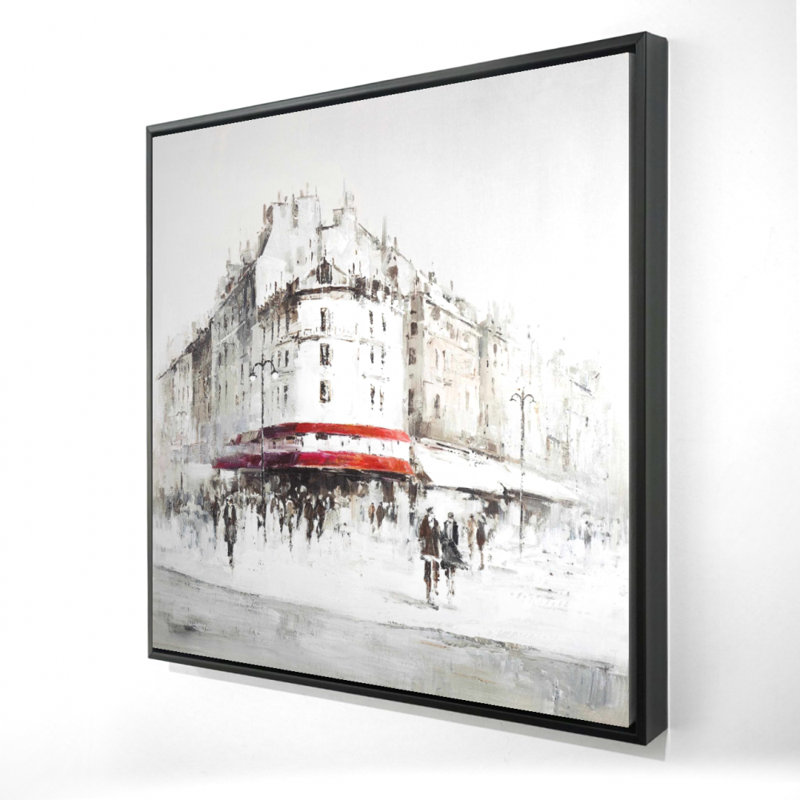 Décoration moderne sur toile encadrée "Modern White Street with Red Accents"