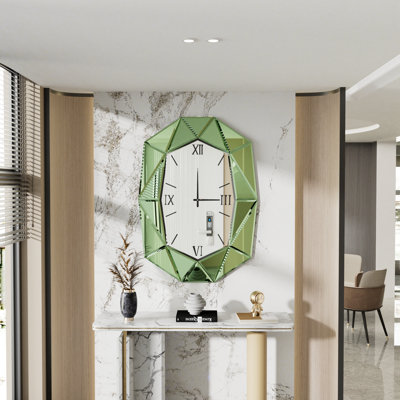 Horloge miroir à losanges irrégulière avec chiffres romains