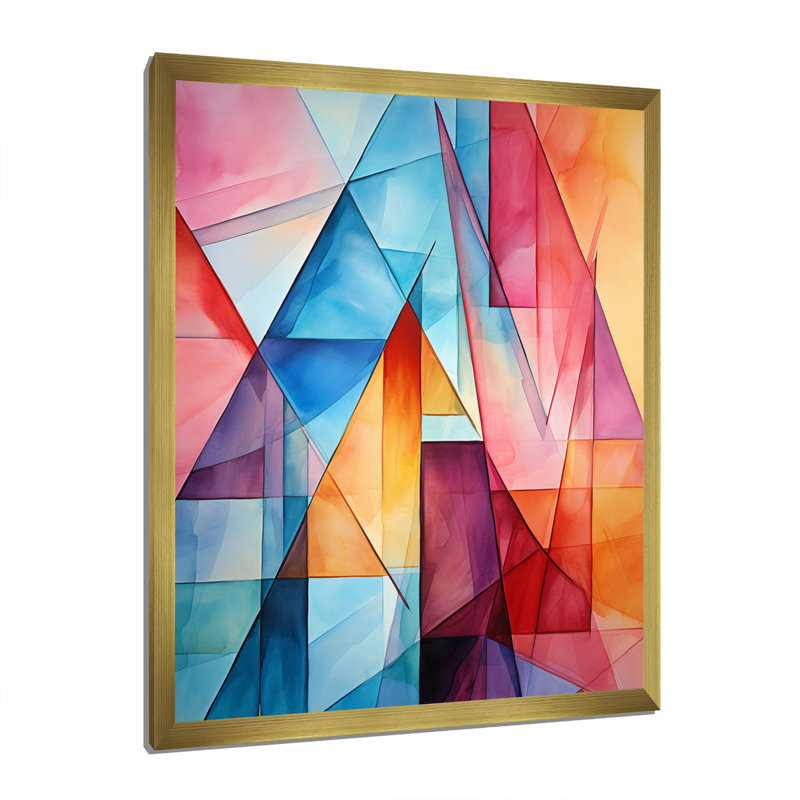 «Glam Orange Beige Collage I», reproduction d'art sur toile, H 44 po x l 34 po x P 1,5 po, Cadre photo doré