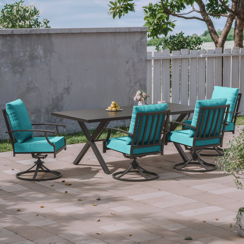 Ensemble de 4 chaises de patio pour l'extérieur, Sarcelle