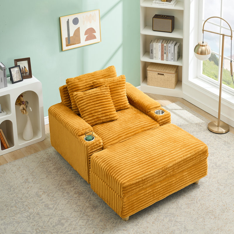 40.8" Corduroy Upholstered Sofa, Orange