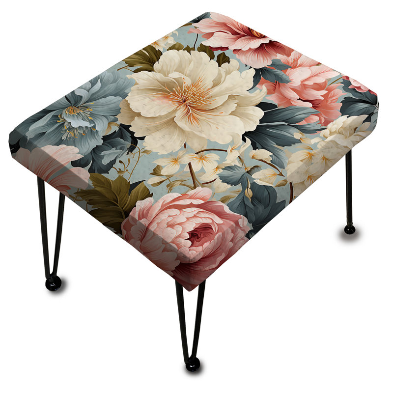 Motif victorien rose et beige à motif floral - Repose-pieds rectangulaire floral