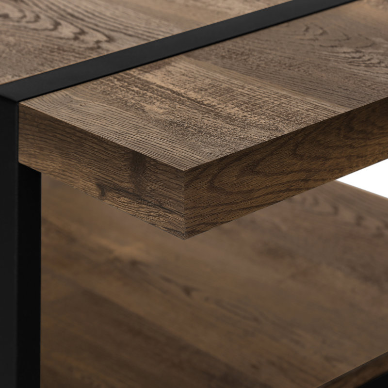 Table basse décorative, cocktail, rectangulaire, salon, L 48 po, métal, stratifié, contemporain, Brun